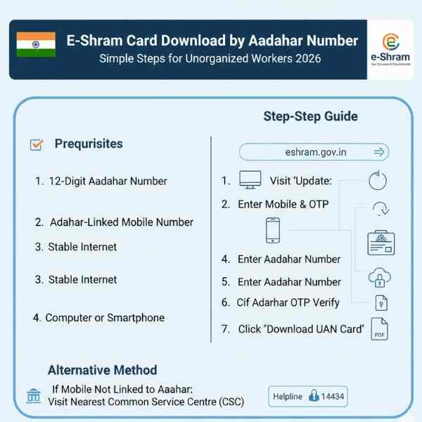 E Shram card download by Aadhar number